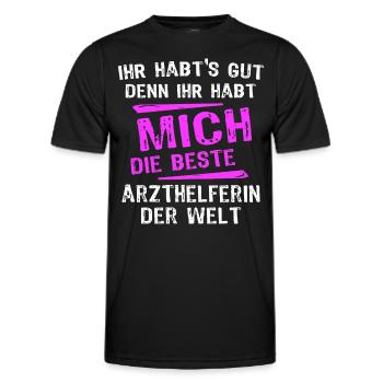 Arzthelferin Spruch - Männer Funktions-T-Shirt - Schwarz - Vorne - AI Model Male 178 dark (178cm)