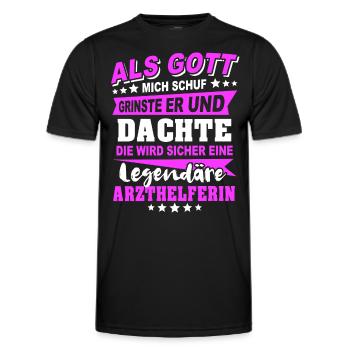 Arzthelferin Sprüche - Männer Funktions-T-Shirt - Schwarz - Vorne - AI Model Male 178 dark (178cm)