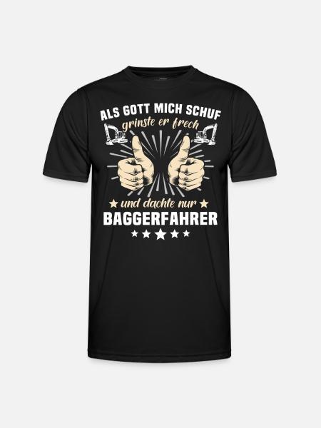 Baggerfahrer Gott - Männer Funktions-T-Shirt - Schwarz