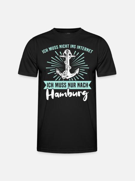 Hamburg Hamburger - Männer Funktions-T-Shirt - Schwarz