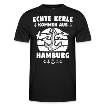 Hamburg Sprüche Hamburger - Männer Funktions-T-Shirt - Schwarz - Vorne - AI Model Male 178 dark (178cm)