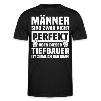 Tiefbauer - Männer Funktions-T-Shirt - Schwarz - Vorne - AI Model Male 178 dark (178cm)