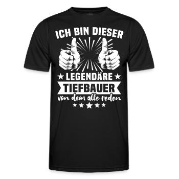 Tiefbauer Legende - Männer Funktions-T-Shirt - Schwarz - Vorne - AI Model Male 178 dark (178cm)
