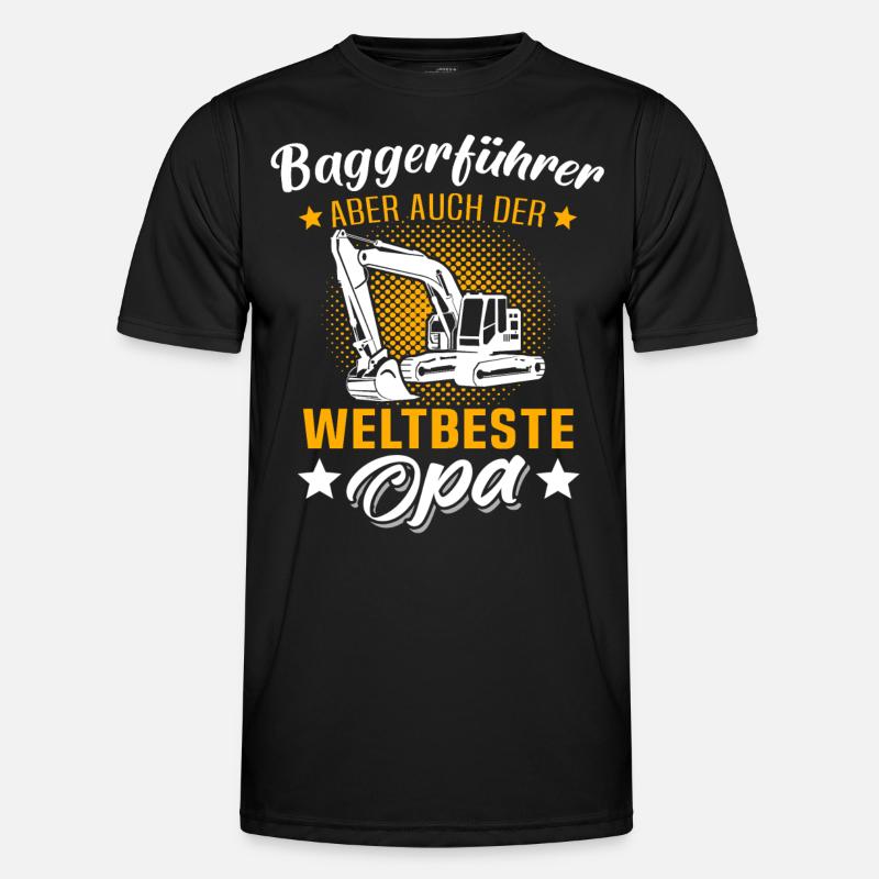 Opa Baggerführer - Männer Funktions-T-Shirt - Schwarz