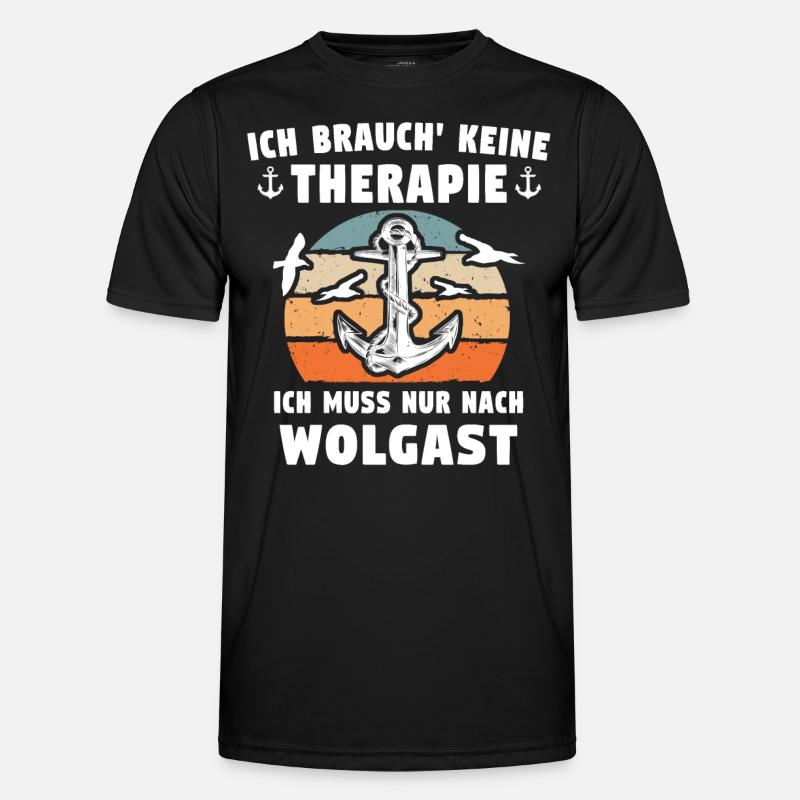 Wolgast Anker - Männer Funktions-T-Shirt - Schwarz