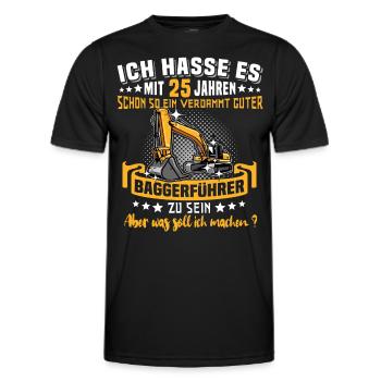 Baggerführer 25. Geburtstag 25 Jahre Baggerfahrer - Männer Funktions-T-Shirt - Schwarz - Vorne - AI Model Male 178 dark (178cm)