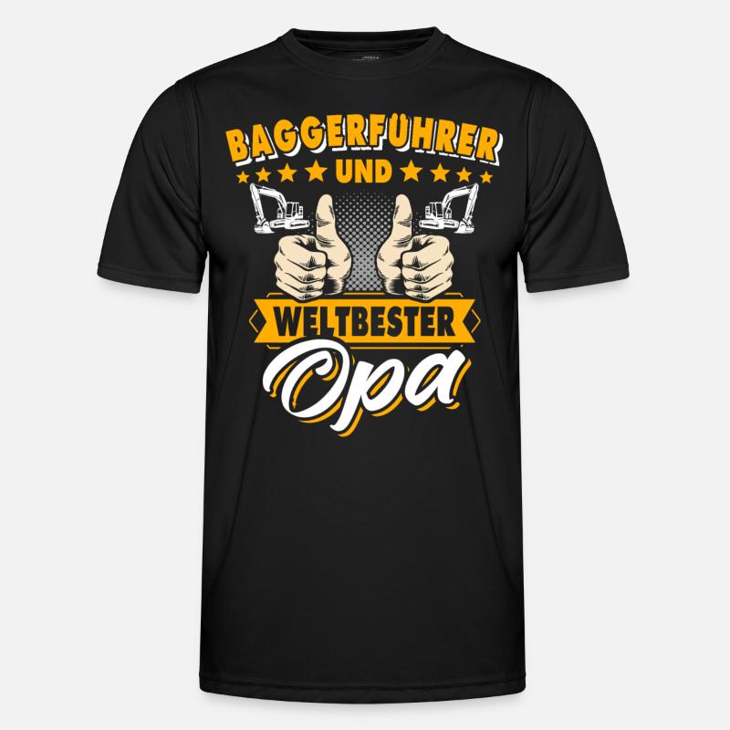 Opa Baggerfahrer - Männer Funktions-T-Shirt - Schwarz
