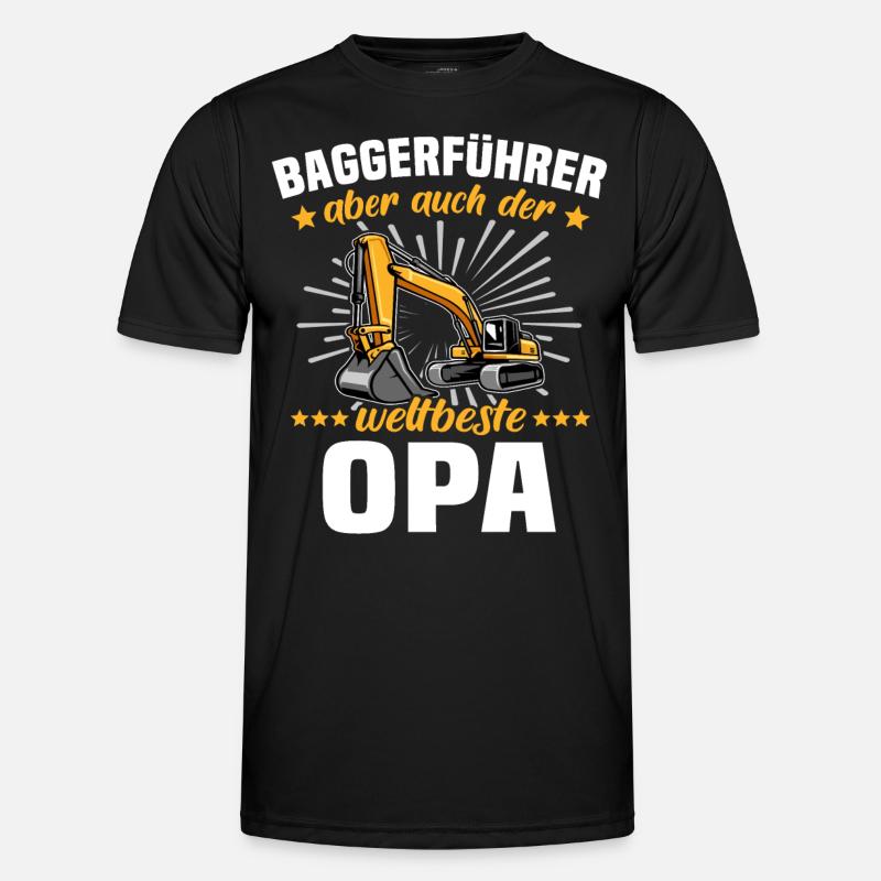 Opa Baggerfahrer - Männer Funktions-T-Shirt - Schwarz