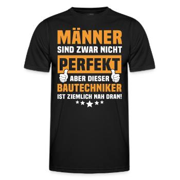 Lustige Bautechniker Sprüche - Männer Funktions-T-Shirt - Schwarz - Vorne - AI Model Male 178 dark (178cm)