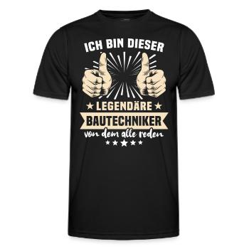 Bautechniker Sprüche - Männer Funktions-T-Shirt - Schwarz - Vorne - AI Model Male 178 dark (178cm)