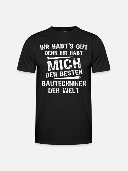 Bautechniker - Männer Funktions-T-Shirt - Schwarz