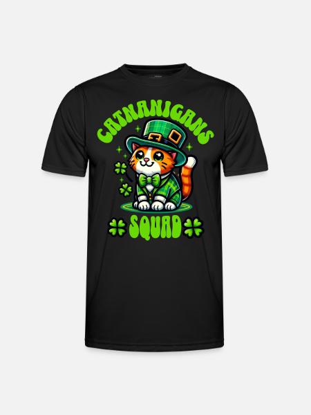 Cat St. Patrick's Day - Men's Functional T-Shirt - black
