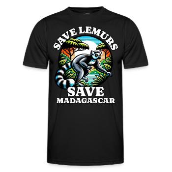 Save Lemurs - Men's Functional T-Shirt - black - Front - AI Model Male 178 dark (178cm)