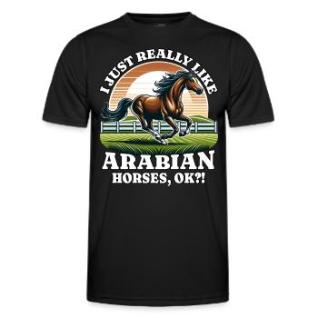 Cheval arabe - T-shirt sport Homme - noir - Devant - AI Model Male 178 dark (178cm)