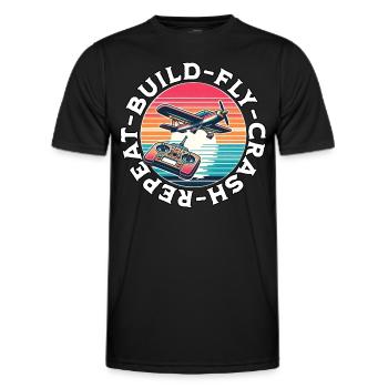 Model Airplane RC Airplane - Men's Functional T-Shirt - black - Front - AI Model Male 178 dark (178cm)
