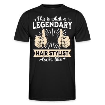 Coiffeur légendaire - T-shirt sport Homme - noir - Devant - AI Model Male 178 dark (178cm)