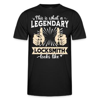Serrurier légendaire - T-shirt sport Homme - noir - Devant - AI Model Male 178 dark (178cm)