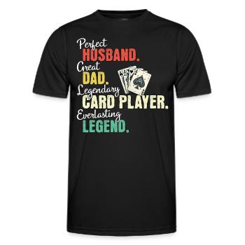 Kartenspieler Papa - Männer Funktions-T-Shirt - Schwarz - Vorne - AI Model Male 178 dark (178cm)