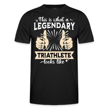 Triathlète légendaire - T-shirt sport Homme - noir - Devant - AI Model Male 178 dark (178cm)