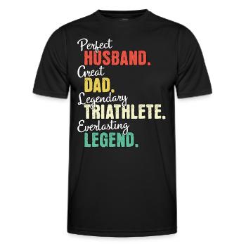 Papa triathlète - T-shirt sport Homme - noir - Devant - AI Model Male 178 dark (178cm)