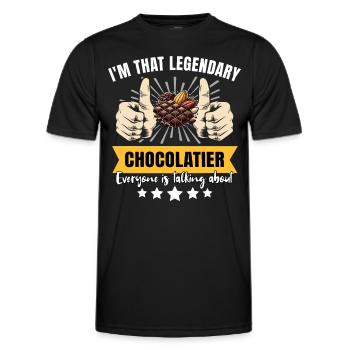 Chocolatier légendaire - T-shirt sport Homme - noir - Devant - AI Model Male 178 dark (178cm)