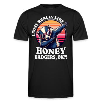 Ich Liebe Honigdachs Spruch - Männer Funktions-T-Shirt - Schwarz - Vorne - AI Model Male 178 dark (178cm)