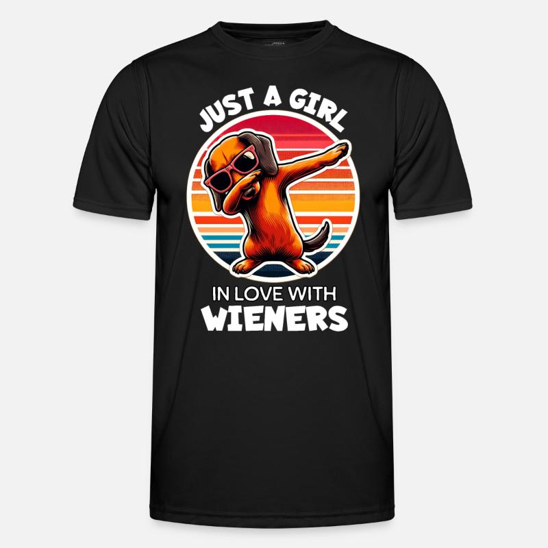 Mädchen Liebt Dackel - Männer Funktions-T-Shirt - Schwarz