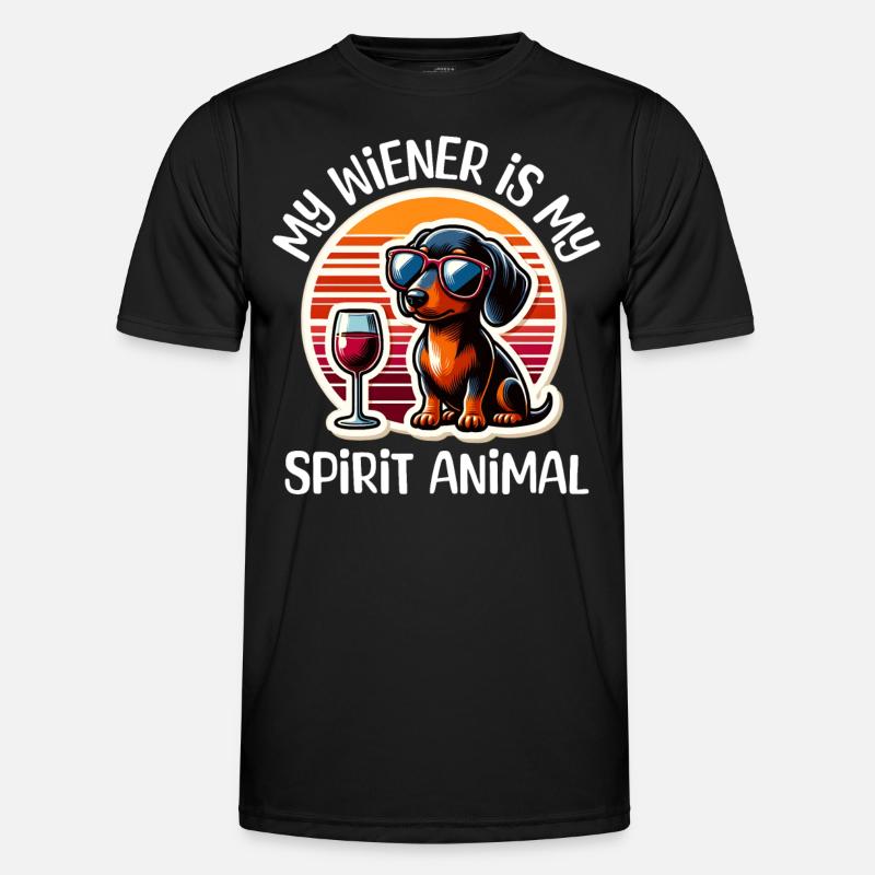 Dackel Wein - Männer Funktions-T-Shirt - Schwarz