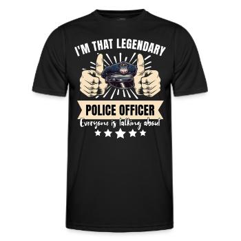 Policier légendaire - T-shirt sport Homme - noir - Devant - AI Model Male 178 dark (178cm)