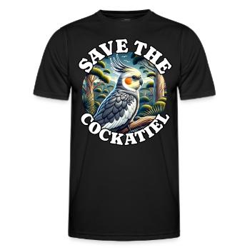 Save Cockatiel - Men's Functional T-Shirt - black - Front - AI Model Male 178 dark (178cm)