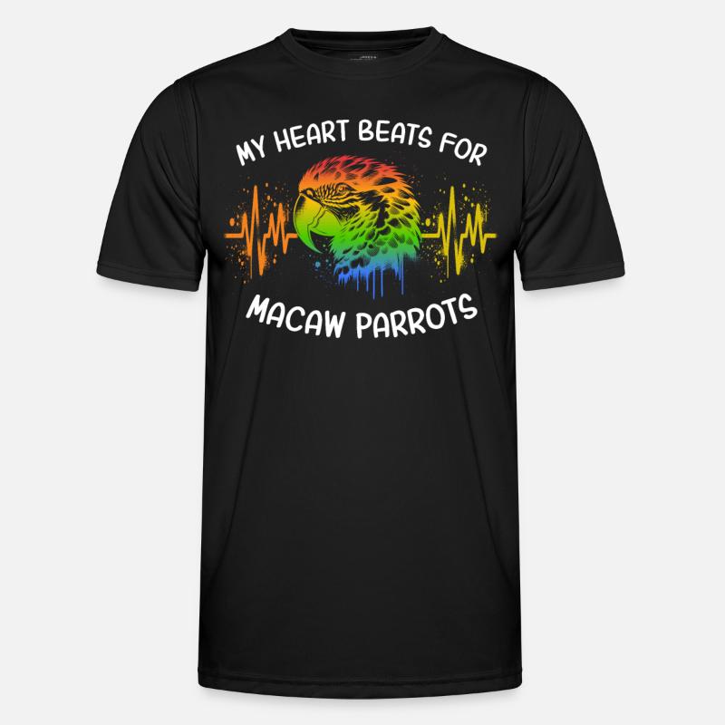 ECG Parrot Heart Line - Men's Functional T-Shirt - black