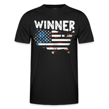 Gagnant Gewinner US - T-shirt sport Homme - noir - Devant - AI Model Male 178 dark (178cm)