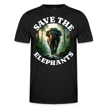 Éléphant de Sumatra - T-shirt sport Homme - noir - Devant - AI Model Male 178 dark (178cm)