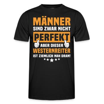 Funny Western Rider Sayings - Men's Functional T-Shirt - black - Front - AI Model Male 178 dark (178cm)