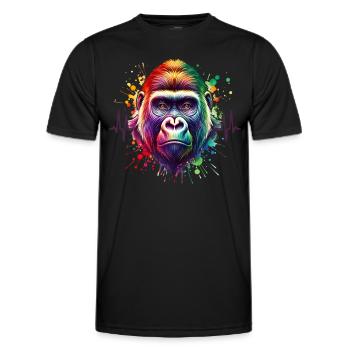 Cardio Berggorilla EKG - Männer Funktions-T-Shirt - Schwarz - Vorne - AI Model Male 178 dark (178cm)