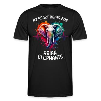 Ligne de cœur d’éléphant d’Asie - T-shirt sport Homme - noir - Devant - AI Model Male 178 dark (178cm)