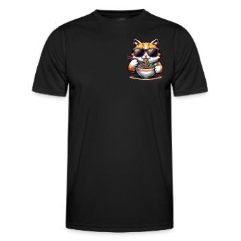 Katze Ramen Pocket - Männer Funktions-T-Shirt - Schwarz - Vorne - AI Model Male 178 dark (178cm)