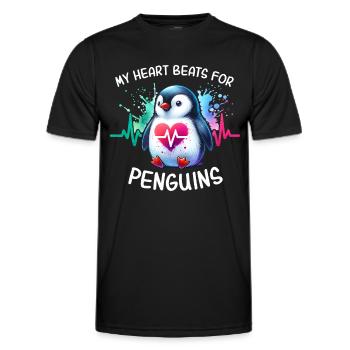 Pinguin Herzlinie - Männer Funktions-T-Shirt - Schwarz - Vorne - AI Model Male 178 dark (178cm)
