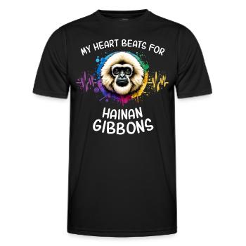 Schopfgibbon Herzlinie - Männer Funktions-T-Shirt - Schwarz - Vorne - AI Model Male 178 dark (178cm)