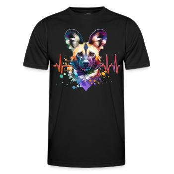 African Wild Dog ECG - Men's Functional T-Shirt - black - Front - AI Model Male 178 dark (178cm)
