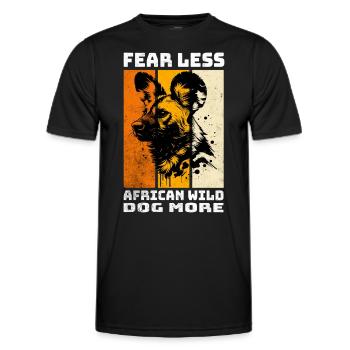 African Wild Dog Afrikanischer Wildhund - Men's Functional T-Shirt - black - Front - AI Model Male 178 dark (178cm)