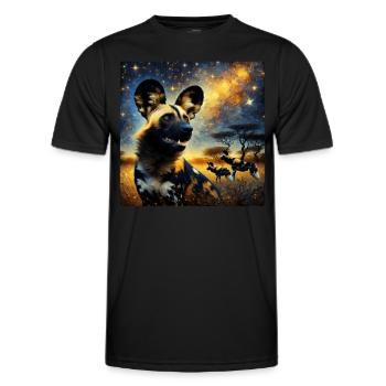 African Wild Dog Starry Night - Men's Functional T-Shirt - black - Front - AI Model Male 178 dark (178cm)