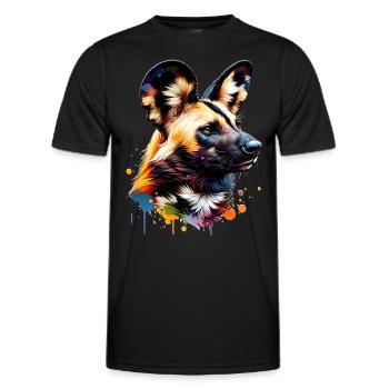 aAfrican wild dog - Men's Functional T-Shirt - black - Front - AI Model Male 178 dark (178cm)
