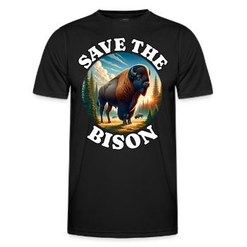 Bison Bison des prairies - T-shirt sport Homme - noir - Devant - AI Model Male 178 dark (178cm)
