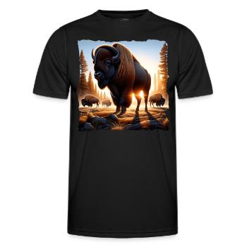 Bison Bison des prairies - T-shirt sport Homme - noir - Devant - AI Model Male 178 dark (178cm)
