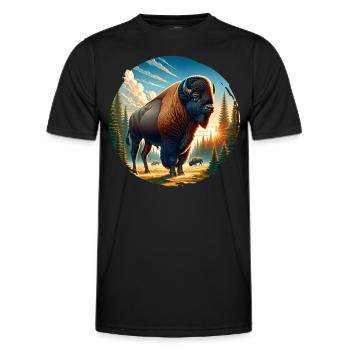 Bison Bison des prairies - T-shirt sport Homme - noir - Devant - AI Model Male 178 dark (178cm)