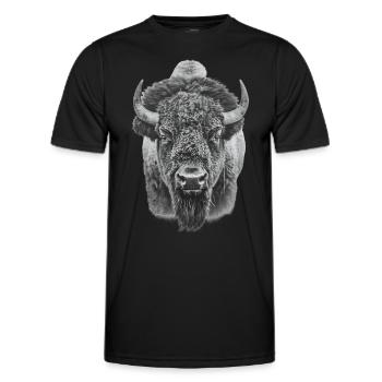 Bison Bison des prairies - T-shirt sport Homme - noir - Devant - AI Model Male 178 dark (178cm)