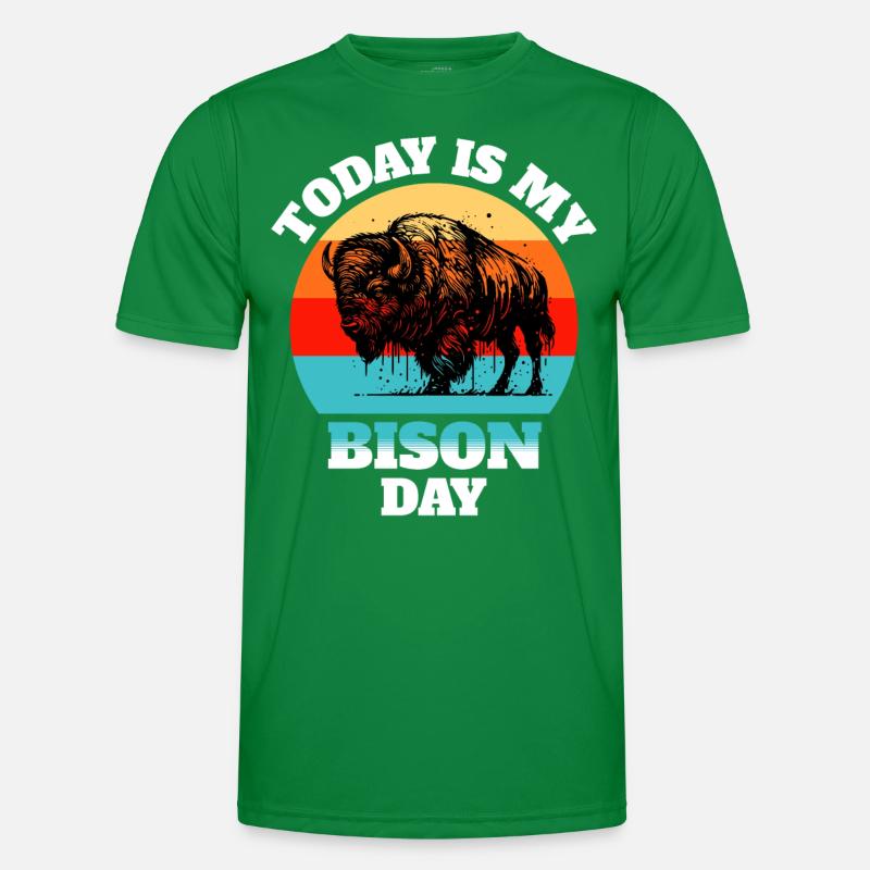 Büffel Bison Männer Funktions-T-Shirt