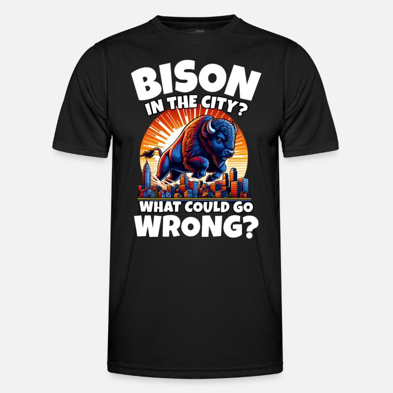 Büffel Stadt Bison - Männer Funktions-T-Shirt - Schwarz