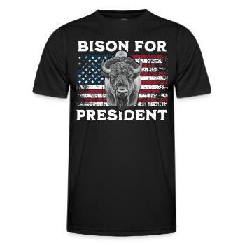 Bison For President - Men's Functional T-Shirt - black - Front - AI Model Male 178 dark (178cm)